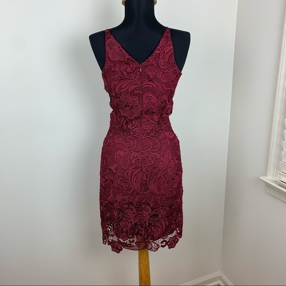 Dress The Population Red Berry Lace Mini Dress S - Picture 5 of 16